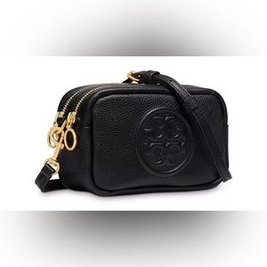 BRAND NEW Tory Burch Perry Bombé Mini Leather Crossbody, Black, Retail $298